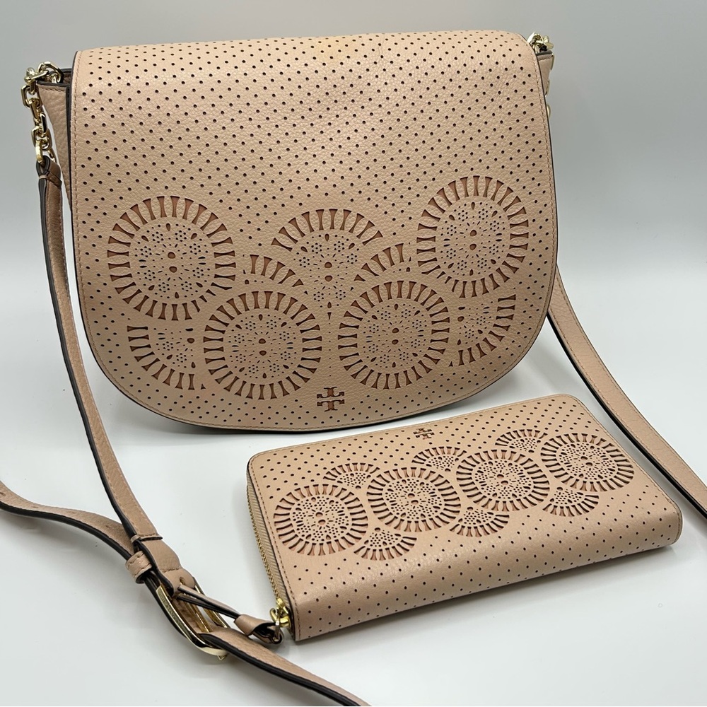 Tory Burch Zoey Saddle Bag and Wallet Set